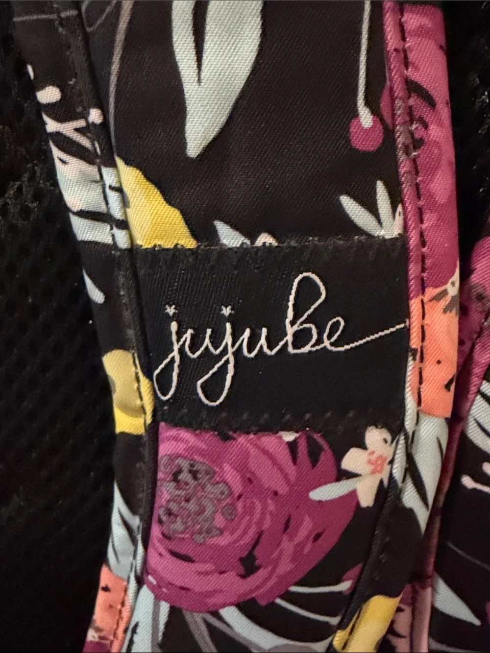 Ju-Ju Be Be Right Back Backpack Diaper Bag In Black and Bloom
